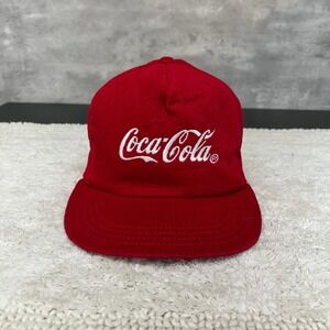 90s Vintage Coke Corduroy Snapback Hat OSFA Embroidered Coca Cola Dad Cap Red